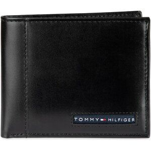Mens Black Passcase Wallet with Removable ID Window With Two Slip Pockets